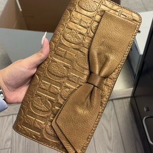 CH Carolina Herrera Metallic Gold Clutch